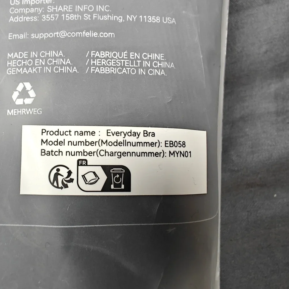 Comfelie Everyday Bra EB058 Black Seamless Wireless Ribbed Size Small New‎